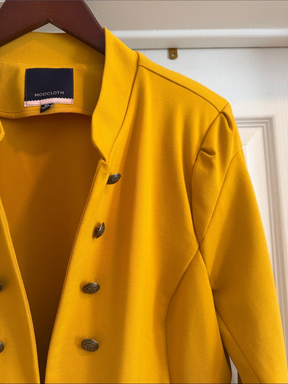 Modcloth Mustard Yellow Military-Style Double-Breasted Blazer - Picture 5 of 5